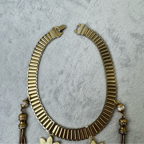 Upcycled Gold Tone Enamel Necklace OOAK - Picture 4 of 6